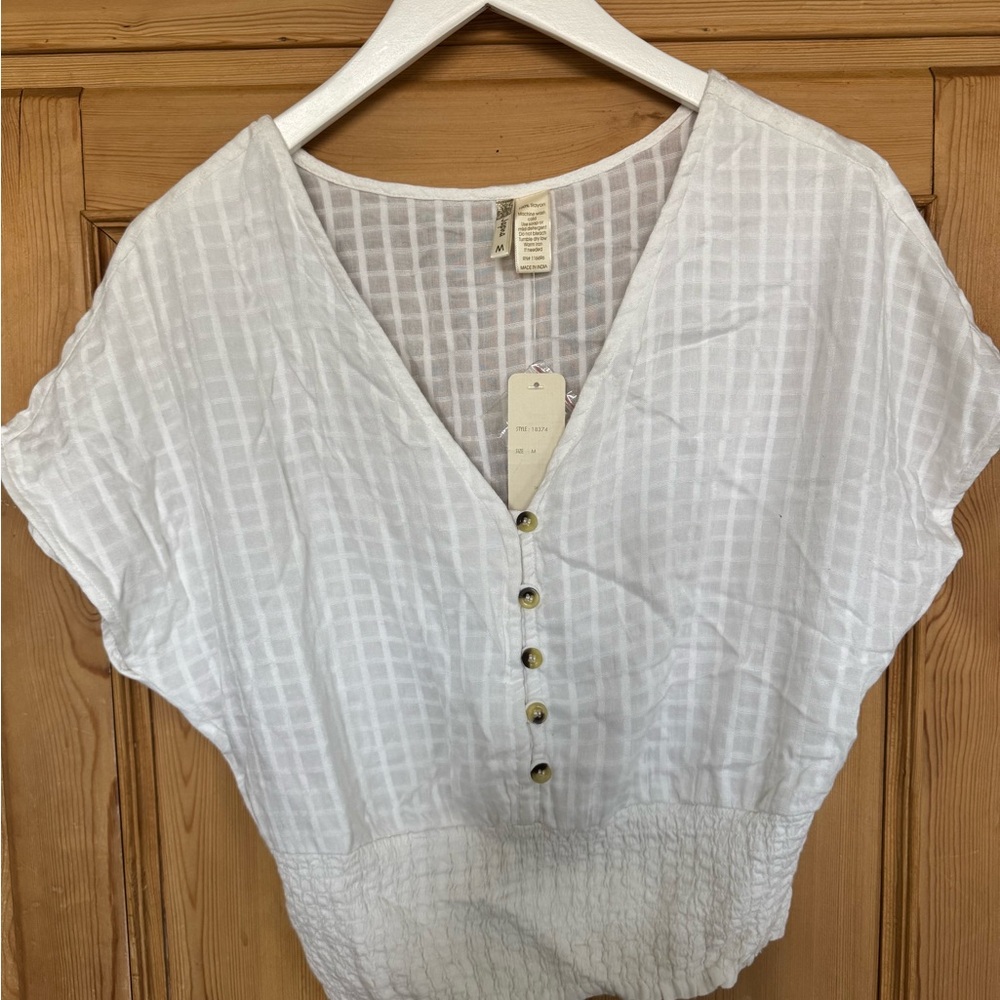 White Button-Down Women's Top